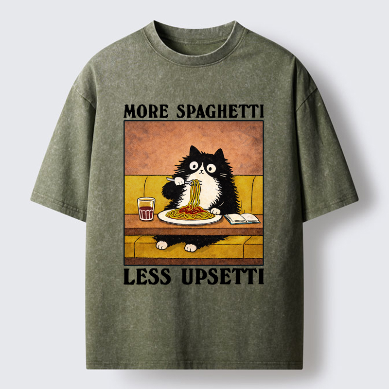 Tokyo-Tiger Unavailable Cat: More Spaghetti Less Upsetti Washed T-Shirt