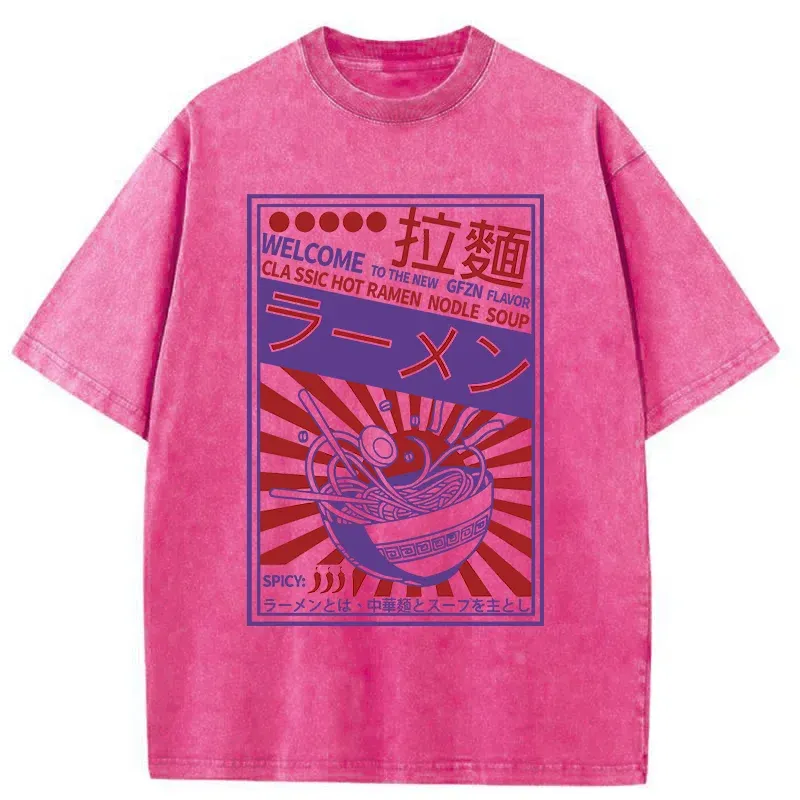 Tokyo-Tiger Vintage Ramen Poster Washed T-Shirt