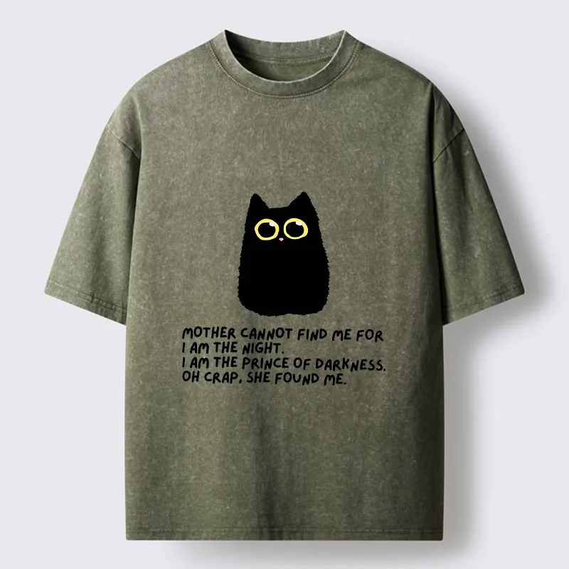 Tokyo-Tiger Playing Hide-and-seek With A Black Cat Washed T-Shirt