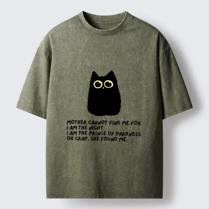 Tokyo-Tiger Playing Hide-and-seek With A Black Cat Washed T-Shirt