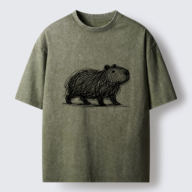 Tokyo-Tiger Minimalist Capybara Washed T-Shirt