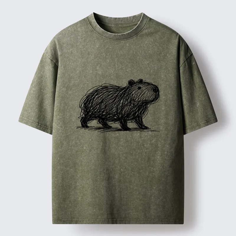 Tokyo-Tiger Minimalist Capybara Washed T-Shirt