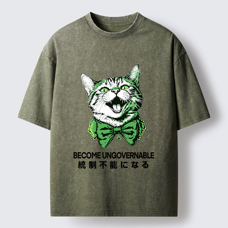 Tokyo-Tiger St. Patrick's Day Prank Cat Washed T-Shirt