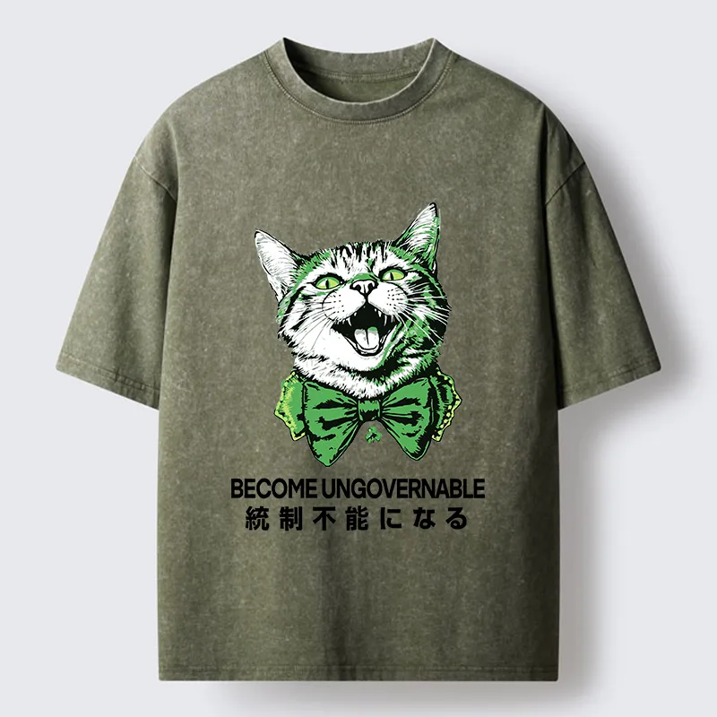 Tokyo-Tiger St. Patrick's Day Prank Cat Washed T-Shirt