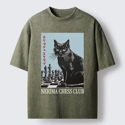 Tokyo-Tiger Chess And Cat Washed T-Shirt