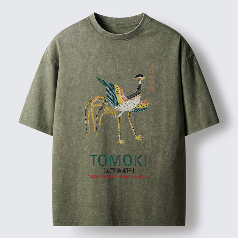 Tokyo-Tiger Japanese Divine Bird Washed T-Shirt