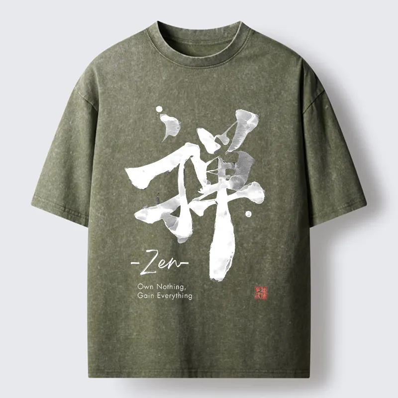 Tokyo-Tiger Zen Texts Washed T-Shirt