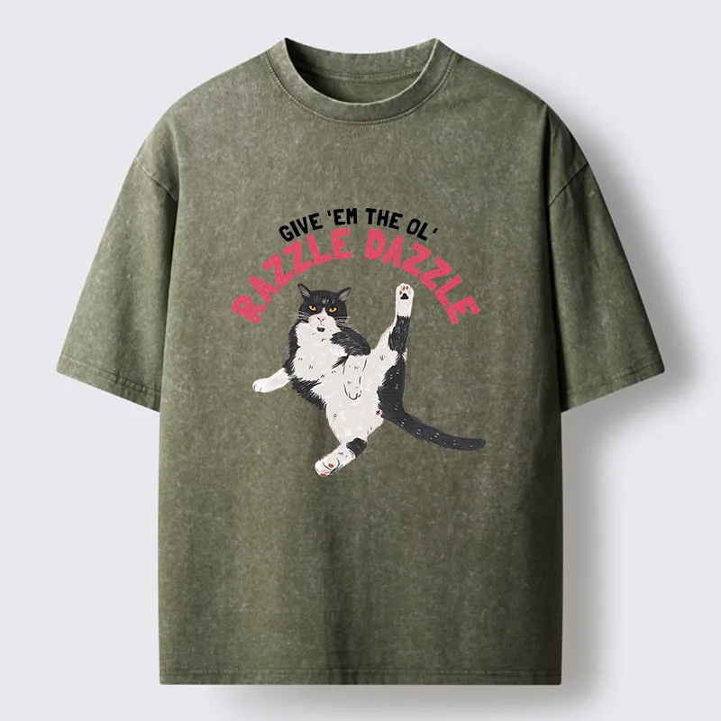 Tokyo-Tiger Cute Tuxedo Cat Washed T-Shirt