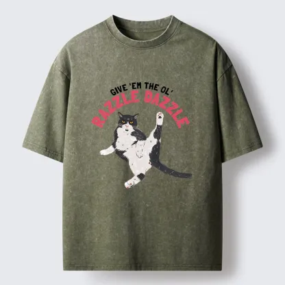 Tokyo-Tiger Cute Tuxedo Cat Washed T-Shirt