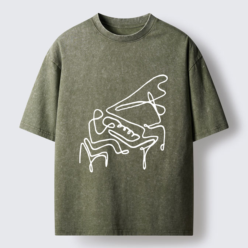 Tokyo-Tiger Minimalist Piano Washed T-Shirt