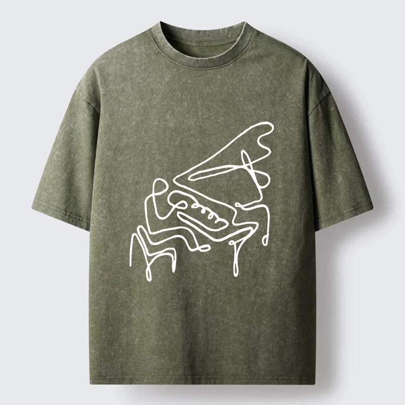 Tokyo-Tiger Minimalist Piano Washed T-Shirt