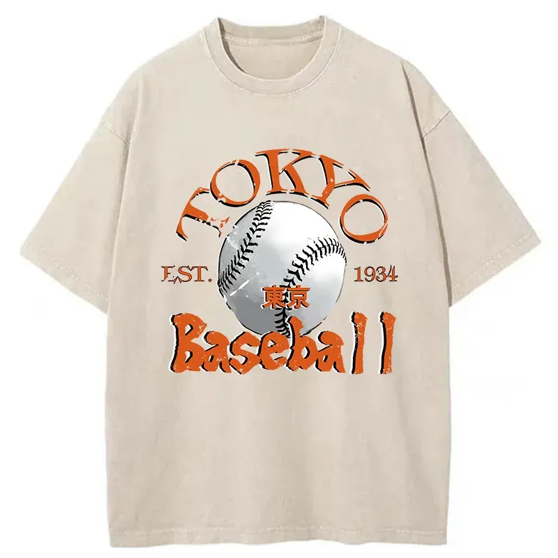 Tokyo-Tiger Tokyo Baseball Japanese Washed T-Shirt