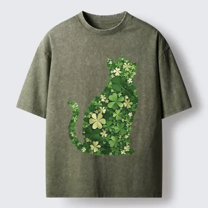 Tokyo-Tiger Clover Cat Washed T-Shirt