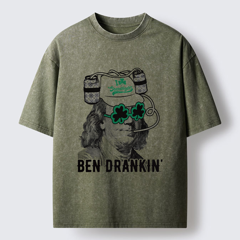 Tokyo-Tiger Ben Drankin St Patrick's Day Washed T-Shirt