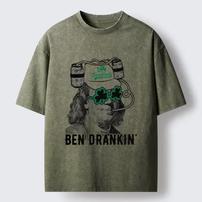 Tokyo-Tiger Ben Drankin St Patrick's Day Washed T-Shirt