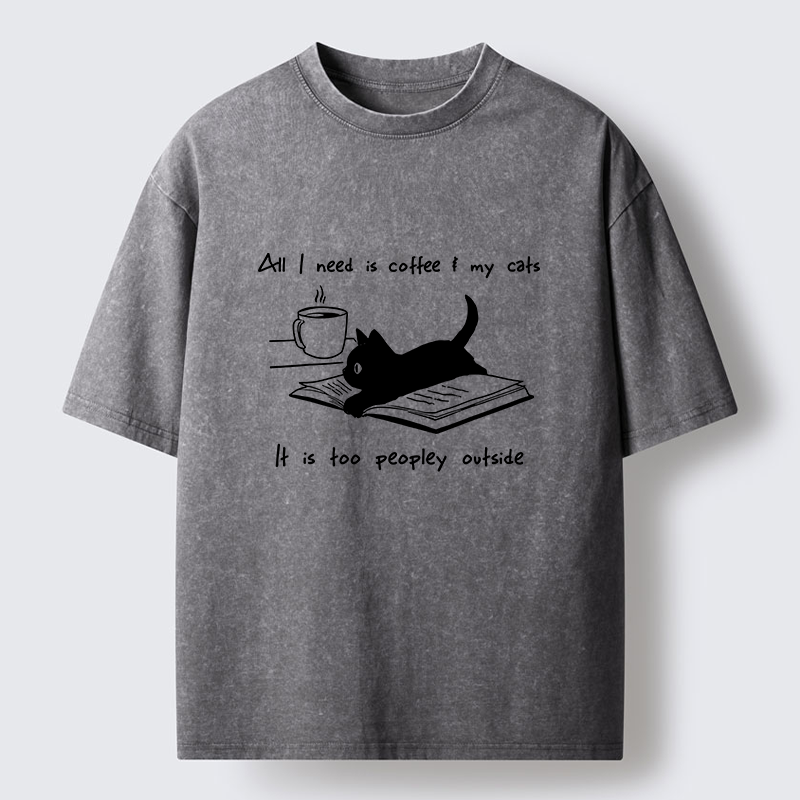 Tokyo-Tiger I Need Is Coffee And My Cat Washed T-Shirt