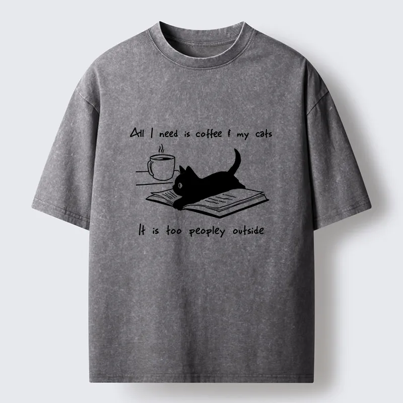 Tokyo-Tiger I Need Is Coffee And My Cat Washed T-Shirt