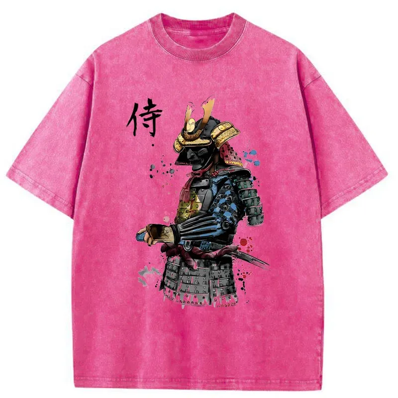 Tokyo-Tiger Retro Japanese Samurai Washed T-Shirt