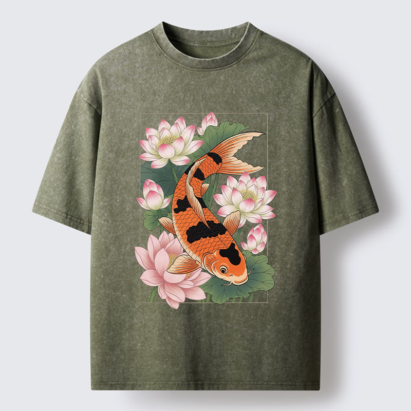 Tokyo-Tiger Japanese Traditional Koi Washed T-Shirt