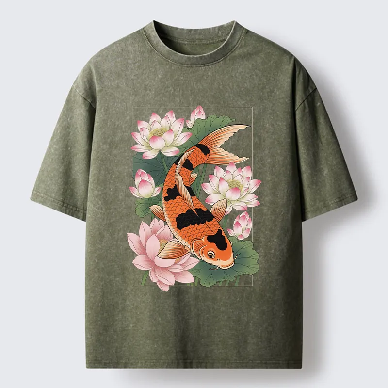 Tokyo-Tiger Japanese Traditional Koi Washed T-Shirt