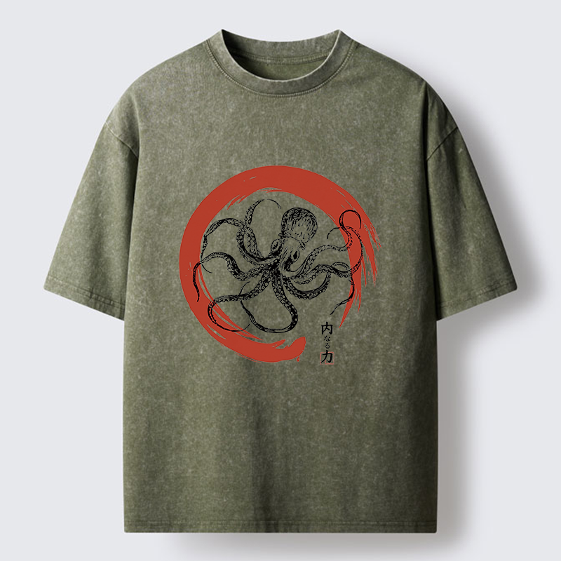 Tokyo-Tiger Zen Octopus Washed T-Shirt