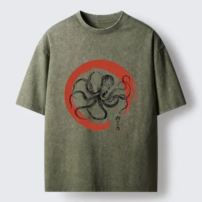 Tokyo-Tiger Zen Octopus Washed T-Shirt