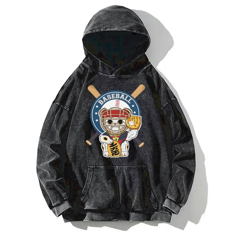 Tokyo-Tiger Janpaese Baseball Cat Washed Hoodie Sale