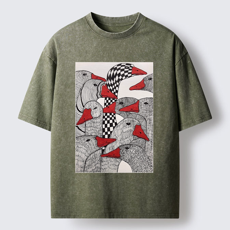 Tokyo-Tiger All Kinds Of Geese Washed T-Shirt