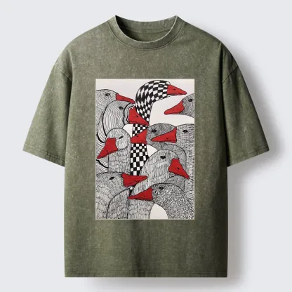 Tokyo-Tiger All Kinds Of Geese Washed T-Shirt