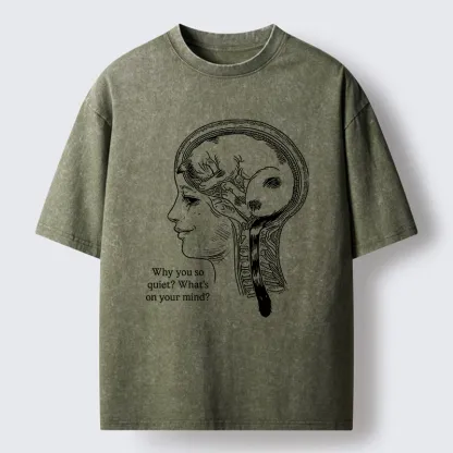 Tokyo-Tiger Brain Full Of Cats Washed T-Shirt