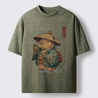 Tokyo-Tiger Traveling Capybara Washed T-Shirt