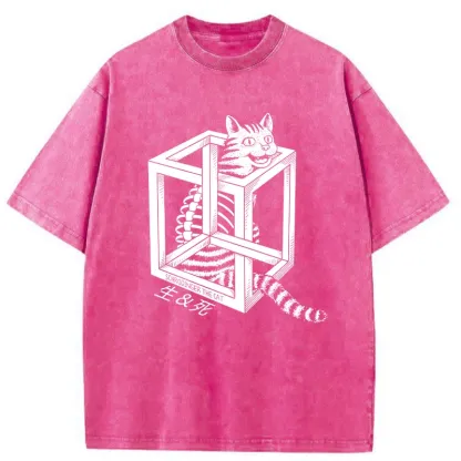 Tokyo-Tiger Schrodinger's Miserable Cat Washed T-Shirt