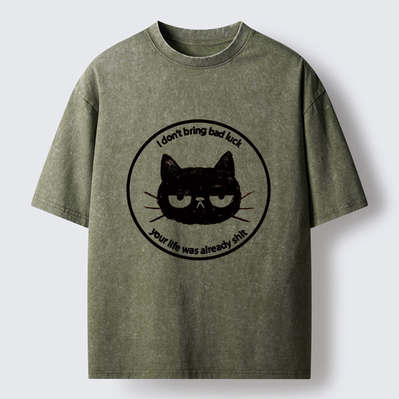 Tokyo-Tiger Black Cat Won't Bring Bad Luck Washed T-Shirt