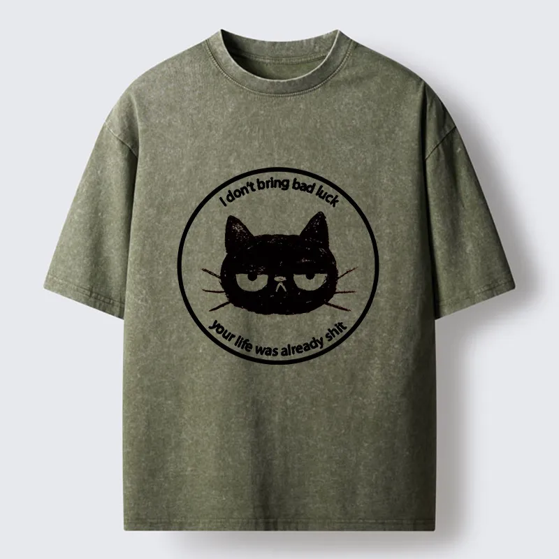 Tokyo-Tiger Black Cat Won't Bring Bad Luck Washed T-Shirt