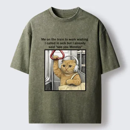 Tokyo-Tiger Working Cat Washed T-Shirt