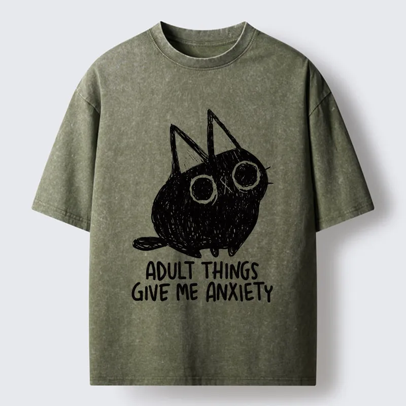 Tokyo-Tiger Adult Anxiety Washed T-Shirt