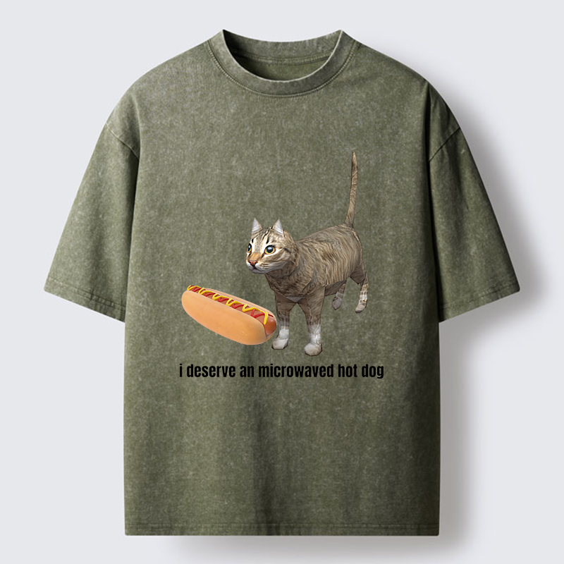 Tokyo-Tiger Microwaved Hot Dog Washed T-Shirt