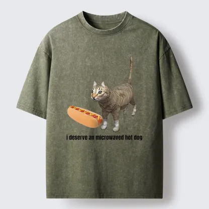Tokyo-Tiger Microwaved Hot Dog Washed T-Shirt