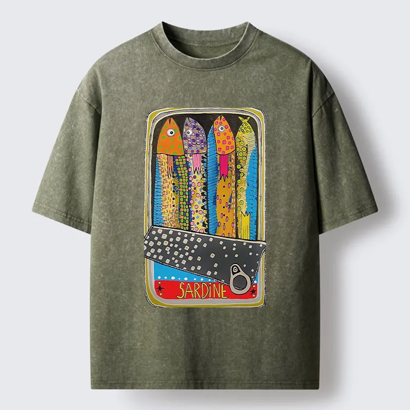 Tokyo-Tiger Colorful Sardines Washed T-Shirt