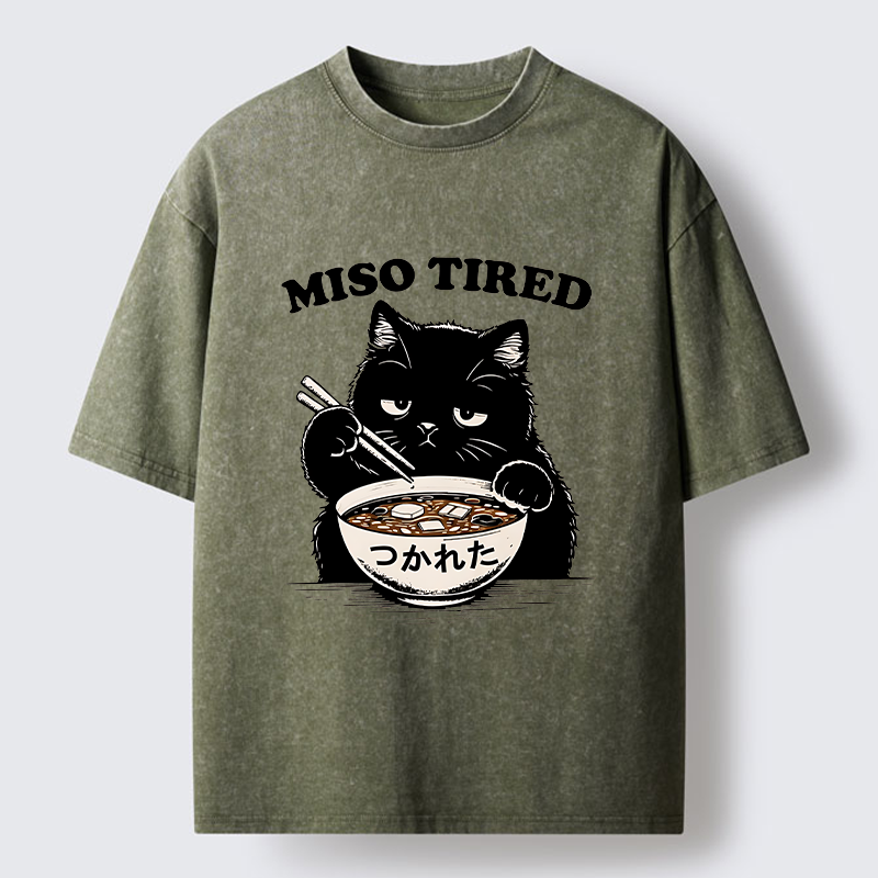 Tokyo-Tiger I Am So Tired Cat Washed T-Shirt