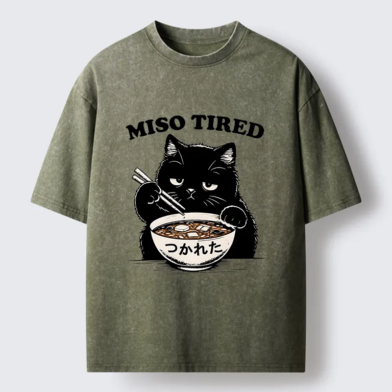Tokyo-Tiger I Am So Tired Cat Washed T-Shirt