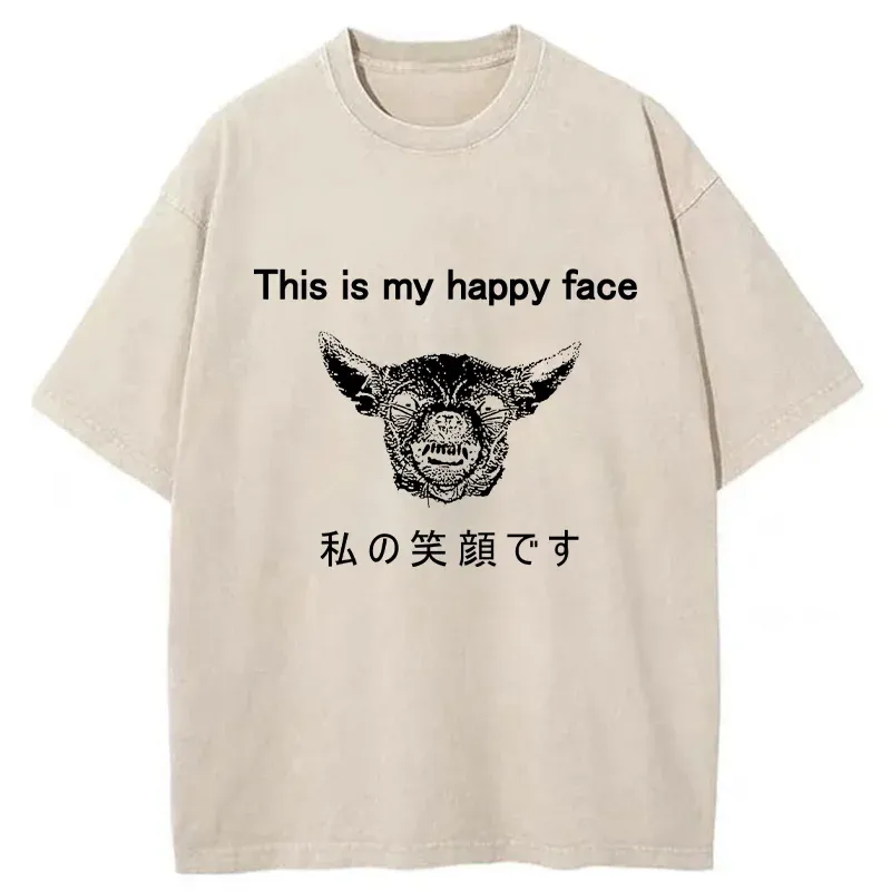 Tokyo-Tiger My Happy Face Washed T-Shirt