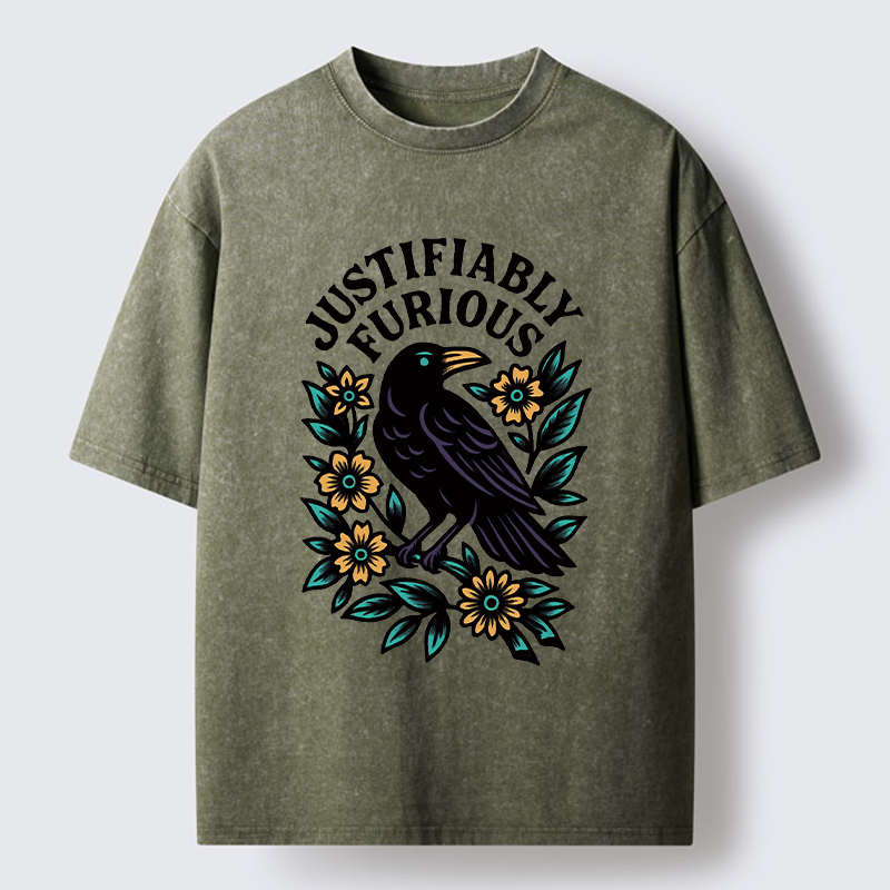 Tokyo-Tiger Rebellious Raven Washed T-Shirt