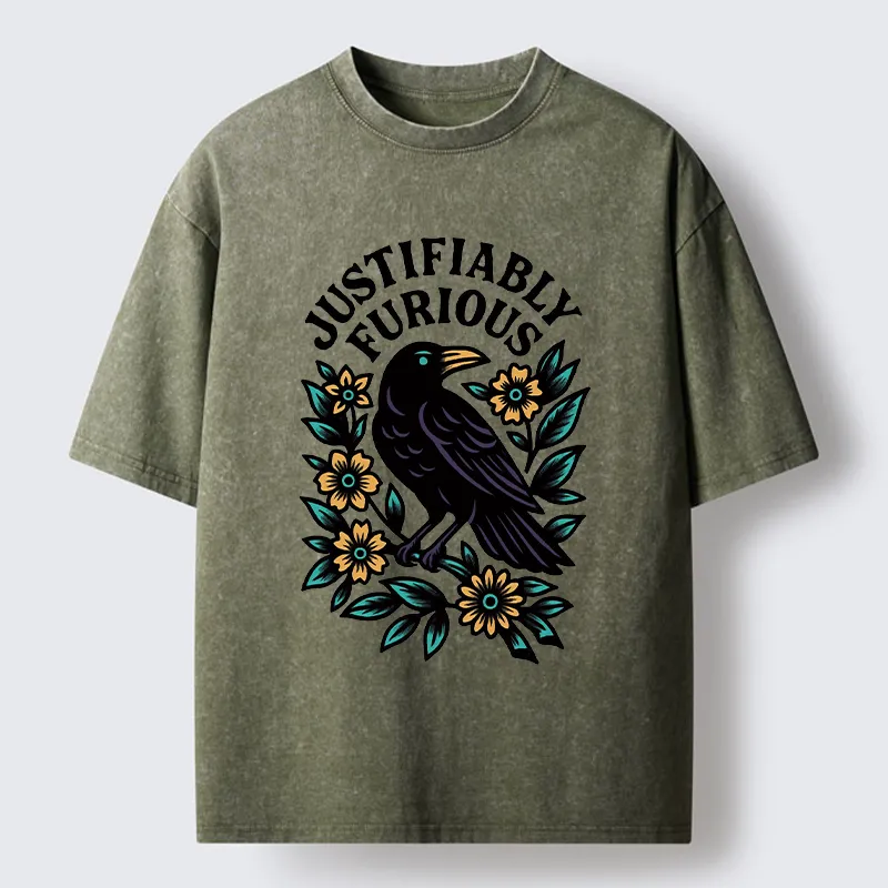 Tokyo-Tiger Rebellious Raven Washed T-Shirt