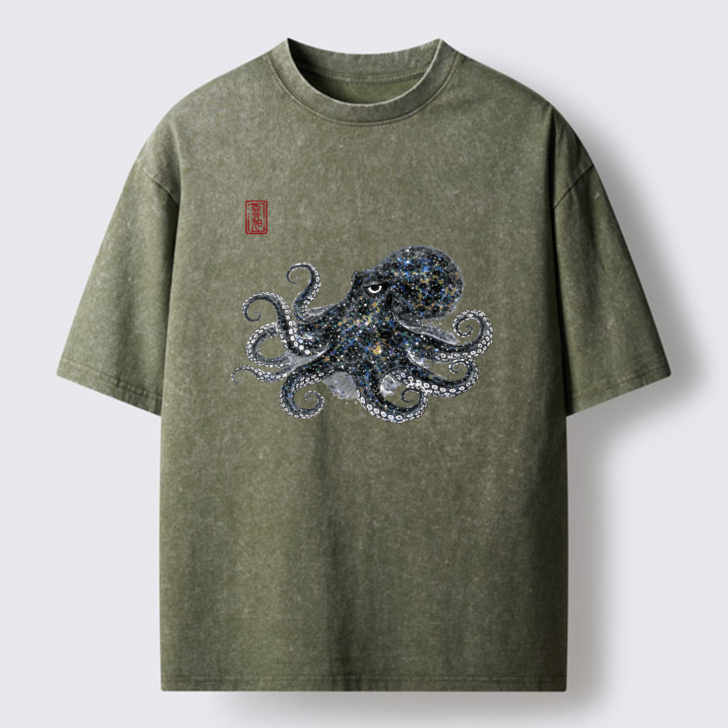 Tokyo-Tiger Ink-Sea Octopus Washed T-Shirt