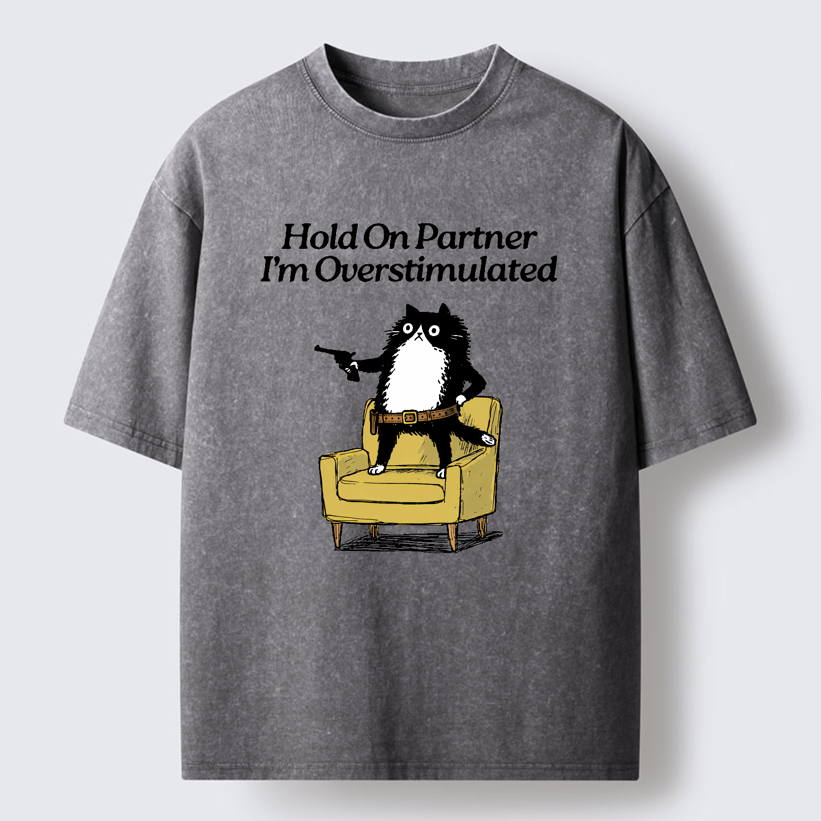 Tokyo-Tiger Overstimulated Cat Washed T-Shirt