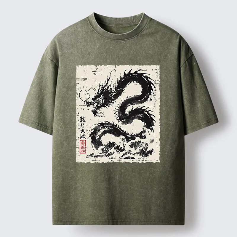Tokyo-Tiger Black Dragon Washed T-Shirt