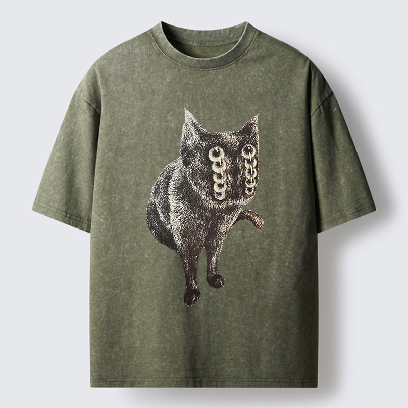 Tokyo-Tiger Fast-moving Cat Washed T-Shirt