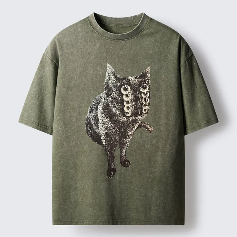 Tokyo-Tiger Fast-moving Cat Washed T-Shirt