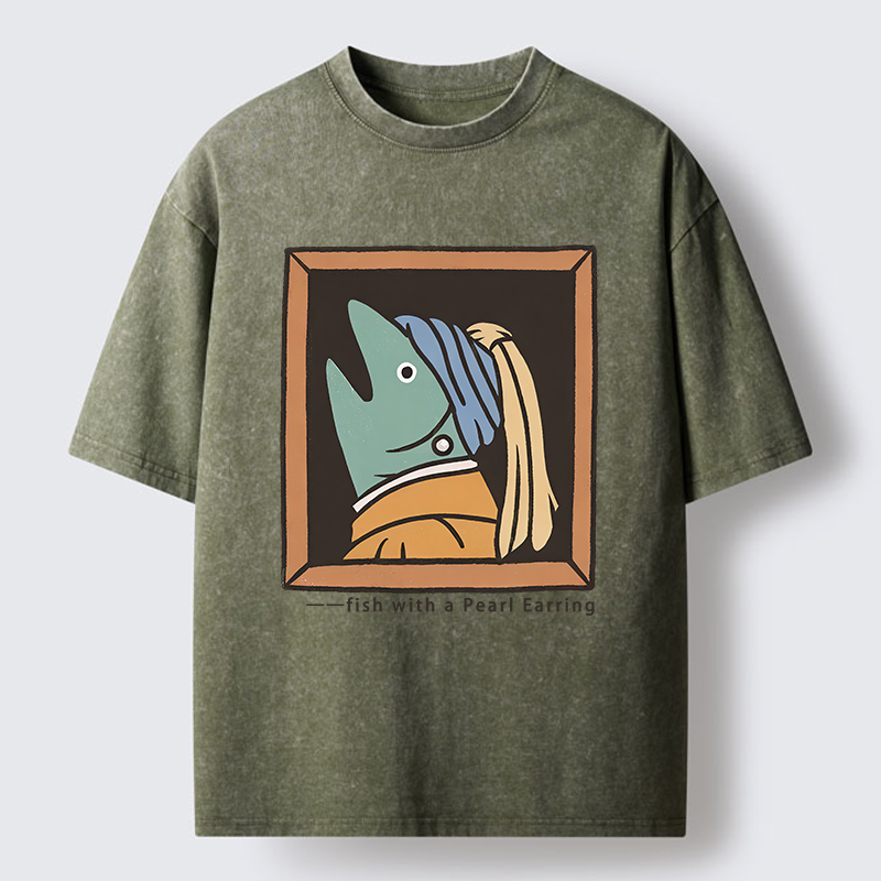 Tokyo-Tiger Fish With A Pearl Earring Washed T-Shirt